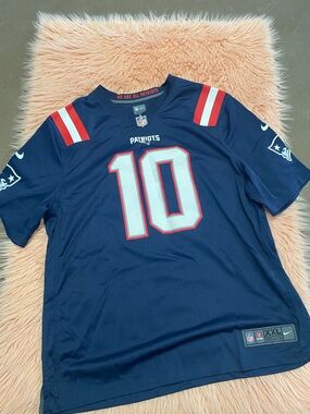 Nike Patriots Navy #10 Football Jersey with Red and White Accents